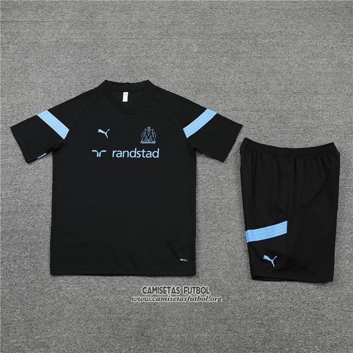 Chandal del Olympique Marsella Manga Corta 2022/2023 Negro - Pantalon Corto